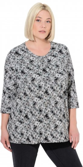 Ulla Popken Graphic Flower A-Line 3/4 Sleeve Tee Soft Light Blue - Тениски - 