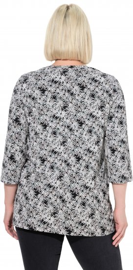 Ulla Popken Graphic Flower A-Line 3/4 Sleeve Tee Soft Light Blue - Тениски - 