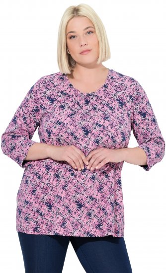 Ulla Popken Graphic Flower A-Line 3/4 Sleeve Tee Pink - Тениски - 