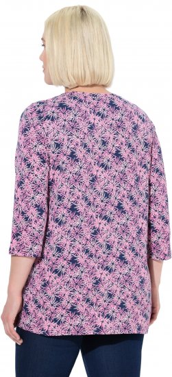 Ulla Popken Graphic Flower A-Line 3/4 Sleeve Tee Pink - Тениски - 