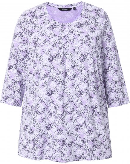 Ulla Popken Graphic Flower A-Line 3/4 Sleeve Tee Lavender - Тениски - 