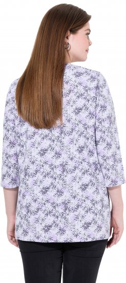 Ulla Popken Graphic Flower A-Line 3/4 Sleeve Tee Lavender - Тениски - 