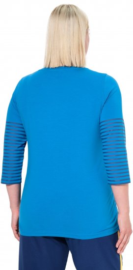 Ulla Popken Paper Boat Print 3/4 Sleeve Tee Pacific Blue - Печатни тениски за жени - 