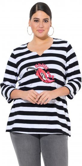 Ulla Popken Chilli Pepper Sequined 3/4 Sleeve Graphic Tee Black - Тениски - 