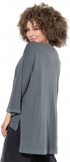 Ulla Popken 87 Applique Oversized Long Sleeve Tee Graphite Grey - Тениски - 