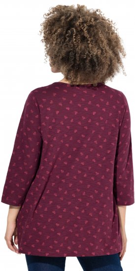 Ulla Popken Flower Print 3/4 Sleeve Tee Dark Ruby - Тениски - 