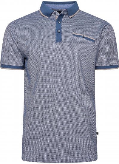Kam Jeans 5525 Raised Dobby Fabric Polo with Tipping Indigo - Поло тениски - мъжки тениски с яка големи размери