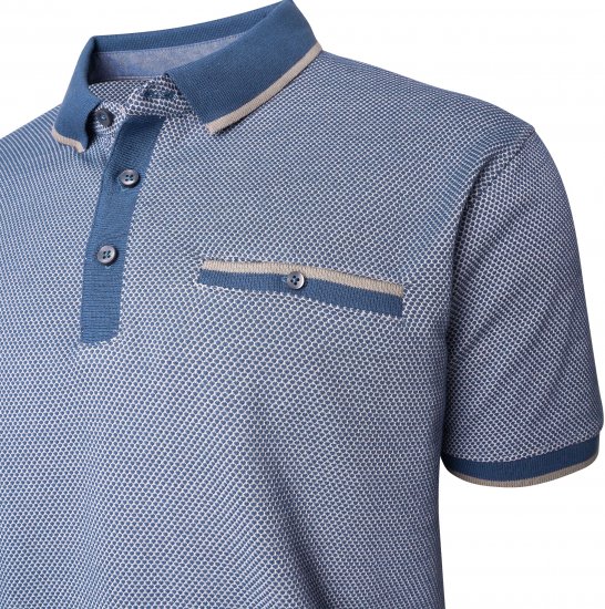 Kam Jeans 5525 Raised Dobby Fabric Polo with Tipping Indigo - Поло тениски - мъжки тениски с яка големи размери