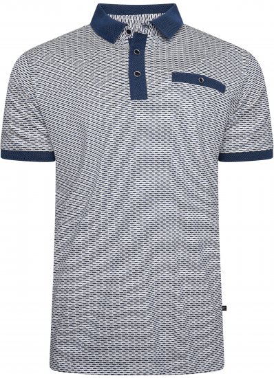 Kam Jeans 5528 AOP Print with Jacquard Collar/Cuffs Polo Navy - Поло тениски - мъжки тениски с яка големи размери
