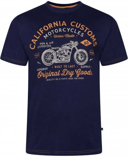 Kam Jeans 5787 California Customs Print Tee Navy - Тениски - мъжки тениски големи размери