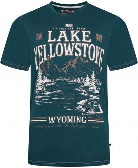 Kam Jeans 5792 Lake Yellowstone Print Tee Dark Sea - Тениски - мъжки тениски големи размери
