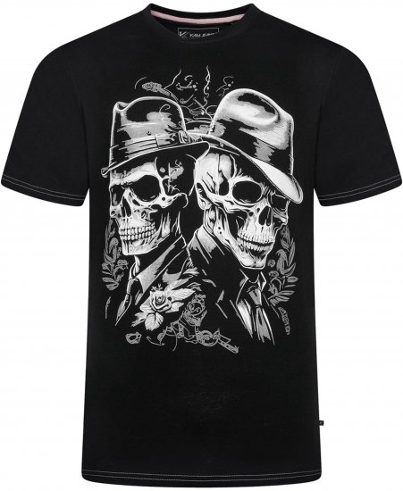 Kam Jeans 5796 Twin Gentleman Skull Print Tee Black - Тениски - мъжки тениски големи размери