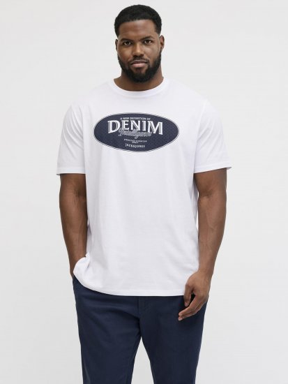Jack & Jones Dover Denim O-Neck T-Shirt White - Тениски - мъжки тениски големи размери
