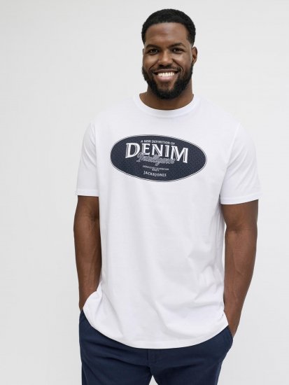 Jack & Jones Dover Denim O-Neck T-Shirt White - Тениски - мъжки тениски големи размери
