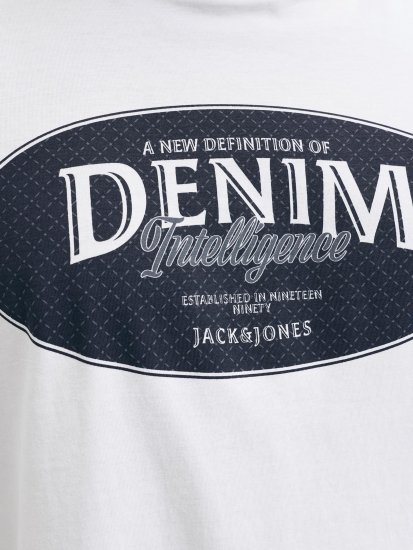 Jack & Jones Dover Denim O-Neck T-Shirt White - Тениски - мъжки тениски големи размери