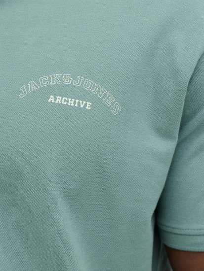 Jack & Jones College Logo Short Sleeve Polo Turquoise - Поло тениски - мъжки тениски с яка големи размери