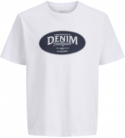 Jack & Jones Dover Denim O-Neck T-Shirt White - Тениски - мъжки тениски големи размери