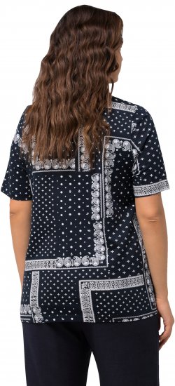 Ulla Popken Paisley A-Line Short Sleeve Tee Navy Blue - Печатни тениски за жени - 
