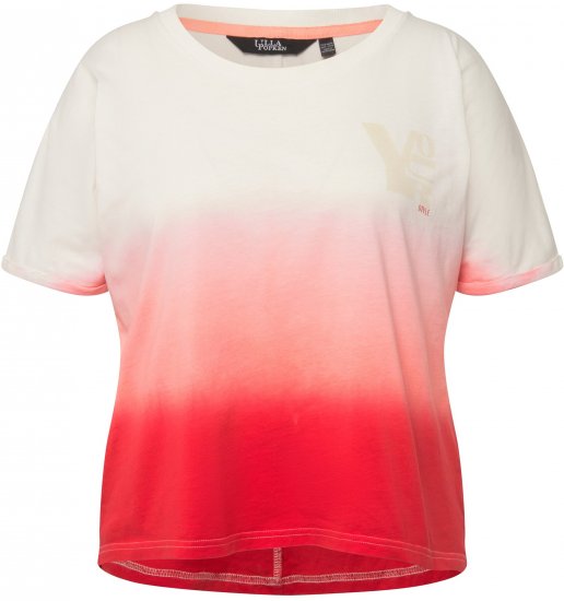 Ulla Popken Dip Dyed Short Sleeve Logo Tee Off-White - Печатни тениски за жени - 