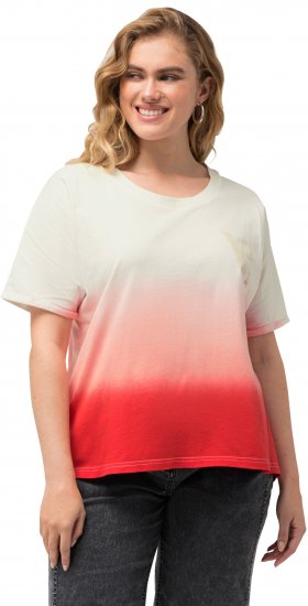 Ulla Popken Dip Dyed Short Sleeve Logo Tee Off-White - Печатни тениски за жени - 