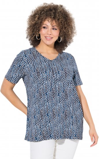 Ulla Popken So Many Dots Tee Navy Blue - Печатни тениски за жени - 