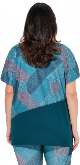 Ulla Popken Quick Drying Geometric Print Short Sleeve Tee Dark Petrol - Печатни тениски за жени - 