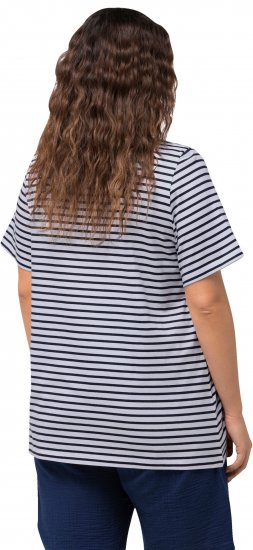 Ulla Popken Palm Tree Embroidered Tee Navy Blue - Печатни тениски за жени - 