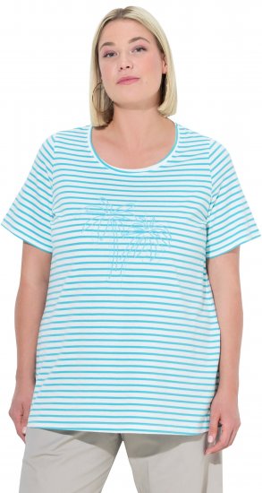 Ulla Popken Palm Tree Embroidered Tee Deep Aqua - Печатни тениски за жени - 