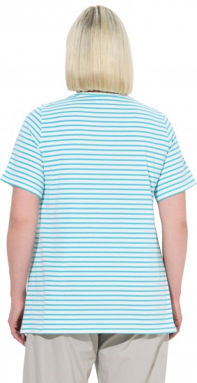 Ulla Popken Palm Tree Embroidered Tee Deep Aqua - Печатни тениски за жени - 