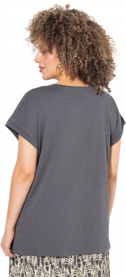 Ulla Popken LOVE Short Sleeve Graphic Tee Graphite Grey - Печатни тениски за жени - 