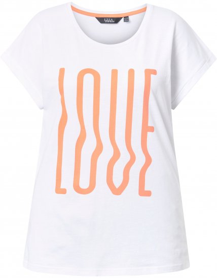 Ulla Popken LOVE Short Sleeve Graphic Tee Snow White - Печатни тениски за жени - 