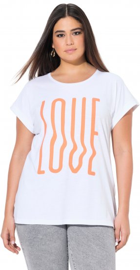Ulla Popken LOVE Short Sleeve Graphic Tee Snow White - Печатни тениски за жени - 