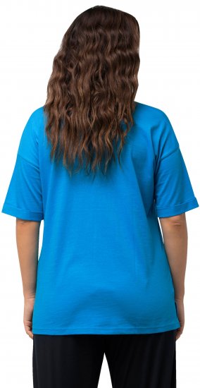 Ulla Popken LOVE Short Sleeve Graphic Tee Sapphire Blue - Печатни тениски за жени - 