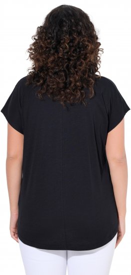 Ulla Popken Metallic Animal Cap Sleeve Graphic Tee Black - Печатни тениски за жени - 