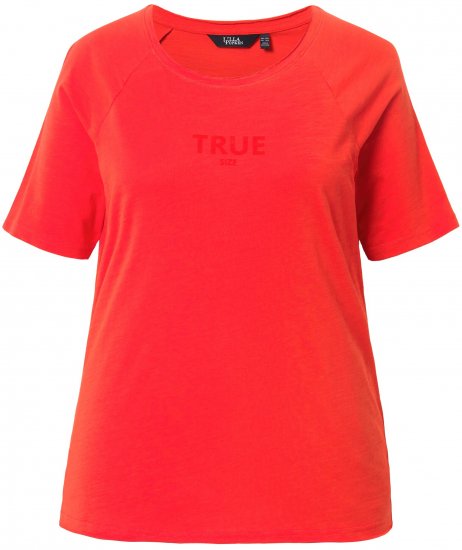 Ulla Popken TRUE Lettering Short Sleeve Tee Neon Red - Печатни тениски за жени - 