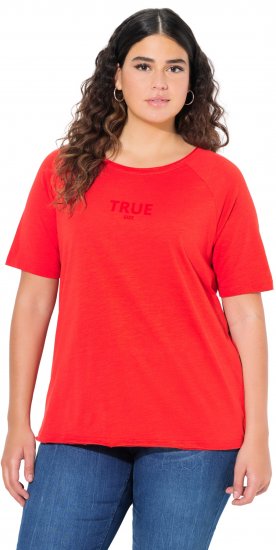 Ulla Popken TRUE Lettering Short Sleeve Tee Neon Red - Печатни тениски за жени - 
