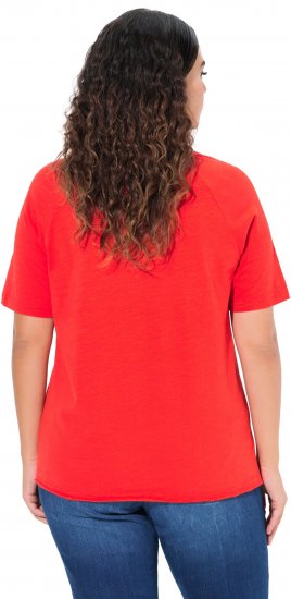 Ulla Popken TRUE Lettering Short Sleeve Tee Neon Red - Печатни тениски за жени - 
