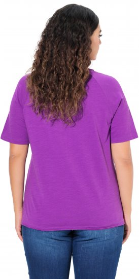 Ulla Popken TRUE Lettering Short Sleeve Tee Purple - Печатни тениски за жени - 
