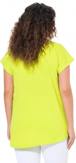 Ulla Popken Half-Sleeve A-line V-Neck Boat Pattern T-Shirt Lime - Печатни тениски за жени - 