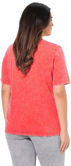 Ulla Popken Easy Short Sleeve Acid Wash Graphic Tee Light Red - Печатни тениски за жени - 