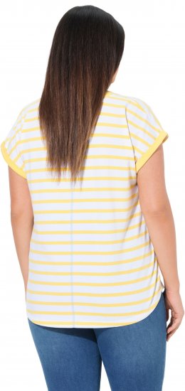 Ulla Popken Striped Short Sleeve Citrus Graphic Tee Sun Yellow - Печатни тениски за жени - 