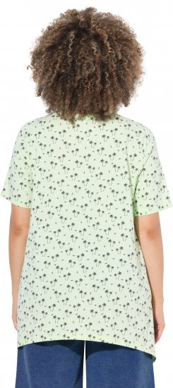 Ulla Popken Palm Tree Print Pointed Hem Tee Lett Lime - Печатни тениски за жени - 