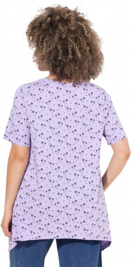 Ulla Popken Palm Tree Print Pointed Hem Tee Lavender - Печатни тениски за жени - 