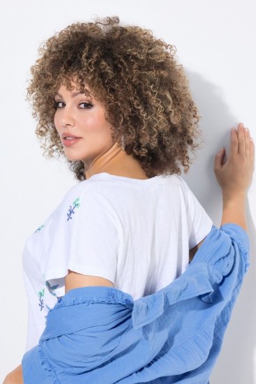 Ulla Popken Cross Stitch Short Sleeve Tee Snow White - Печатни тениски за жени - Дамски тениски с щампи