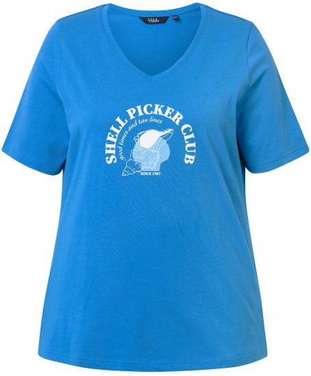 Ulla Popken Shell Picker Club Short Sleeve Graphic Tee Teal Blue - ДАМСКИ ДРЕХИ 40-66 - 
