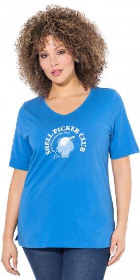 Ulla Popken Shell Picker Club Short Sleeve Graphic Tee Teal Blue - ДАМСКИ ДРЕХИ 40-66 - 