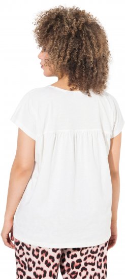 Ulla Popken Free Spirit Butterfly Cap Sleeve Graphic Tee Off-White - Печатни тениски за жени - 
