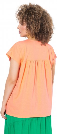 Ulla Popken Free Spirit Butterfly Cap Sleeve Graphic Tee Coral - Печатни тениски за жени - 