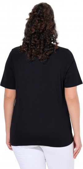 Ulla Popken Flamingo Short Sleeve Graphic Tee Black - Печатни тениски за жени - 