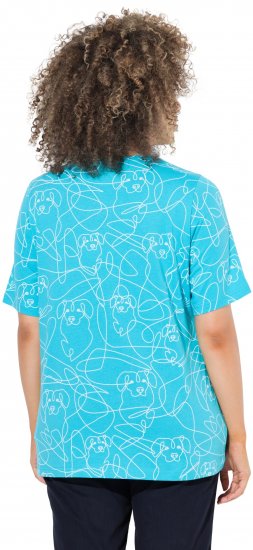 Ulla Popken Abstract Animal Print Short Sleeve Tee Deep Aqua - Печатни тениски за жени - 